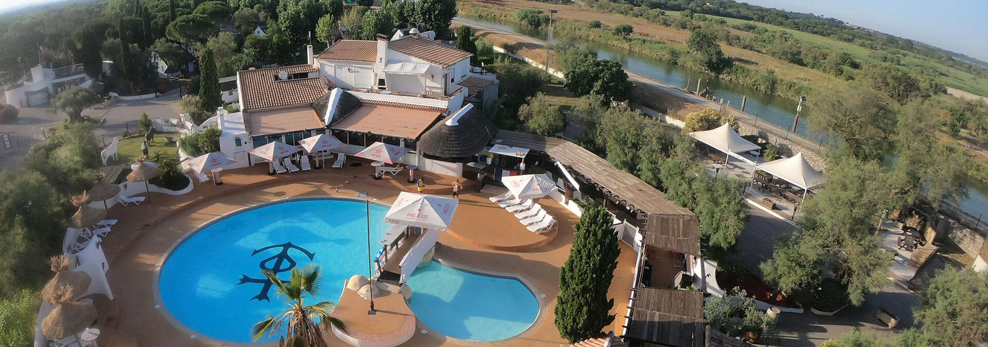 Aerial view of the Camarguais campsite near Montpellier