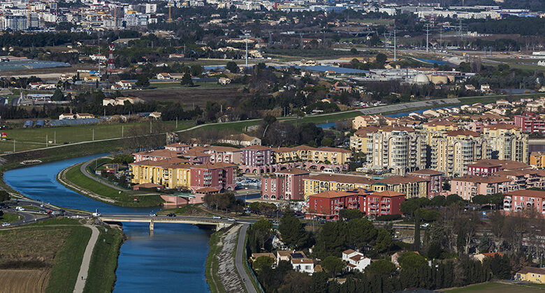 Vista aerana de Lattes, Camping Lattes