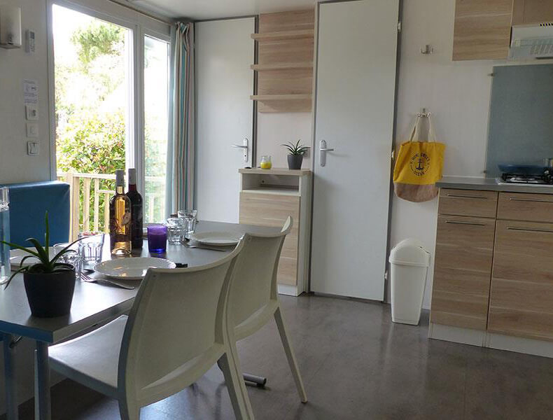 Mobile home rental near Montpellier, Camarguais campsite in the Occitanie region : Air-conditioned Bandido comfort model for 4/6 people