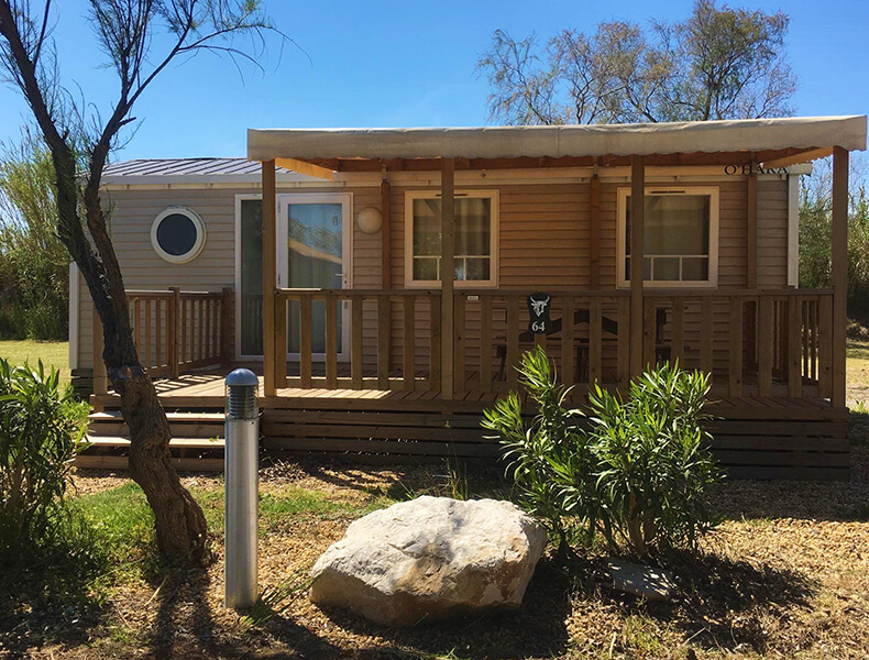 Mobile home rental near Palavas, Camarguais campsite near Montpellier : Air-conditioned Bandido model for 4/6 people