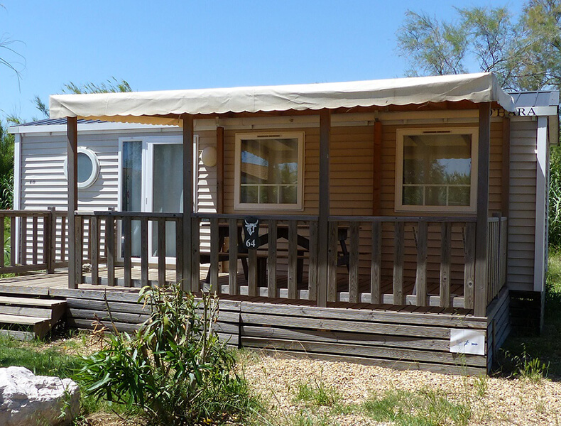 Mobile home rental near Palavas, Camarguais campsite near Montpellier : Air-conditioned Bandido model for 4/6 people