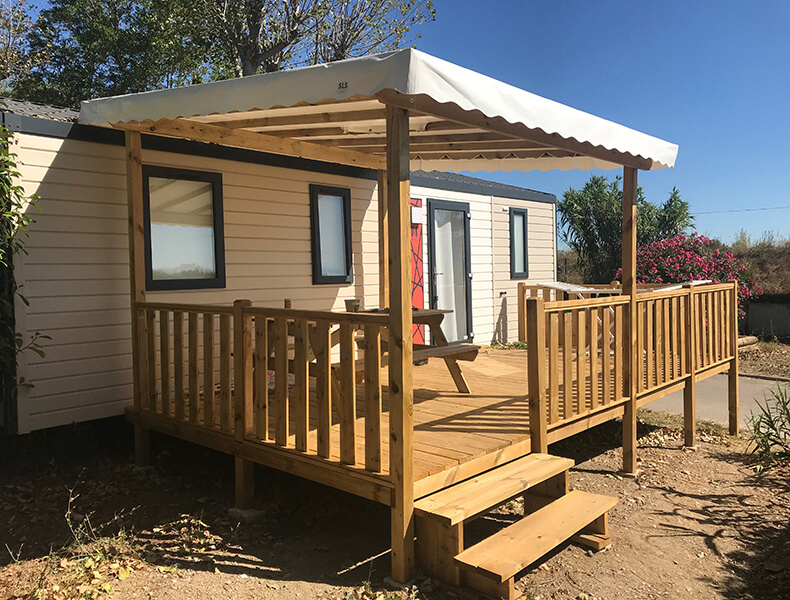 Location mobil-home vers Montpellier, camping le Camarguais près de Palavas : modèle Enciero PMR 4/6 personnes